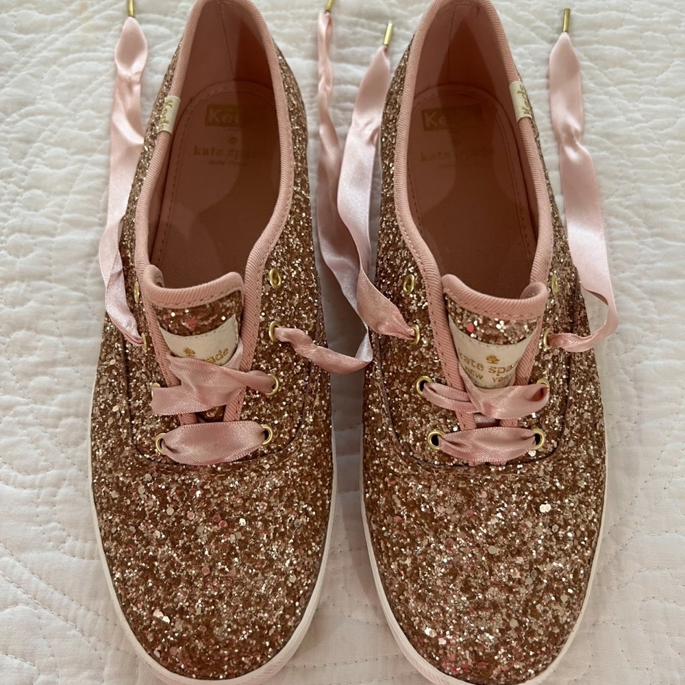 Pink sparkle Kate spade sneakers size 9 worn once